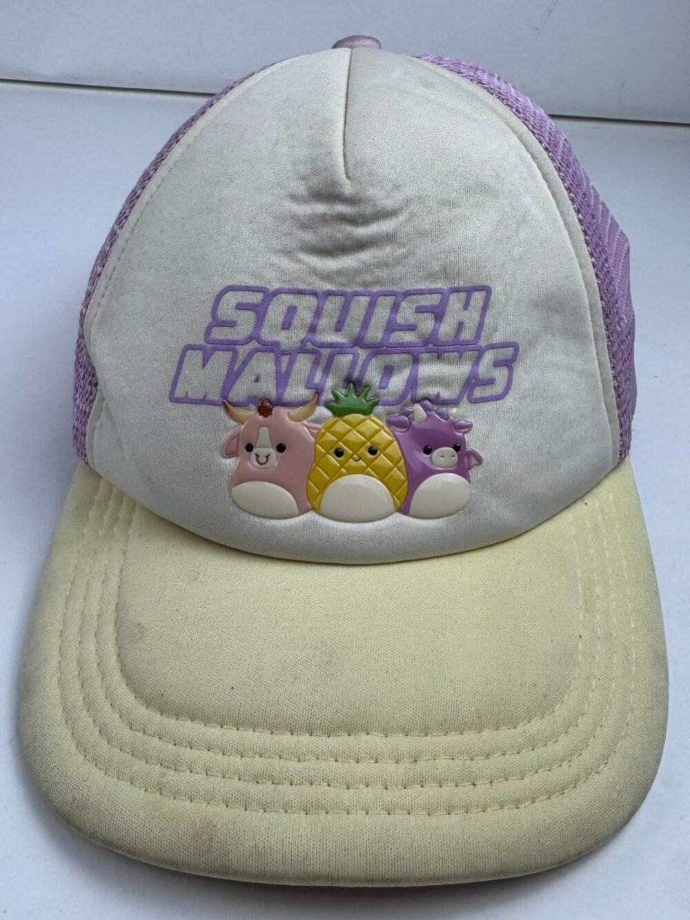 H&M Squishmallows Kids Trucker Hat Purple Snapback Cap Size 6-10Y As-Is Stained